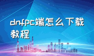 dnfpc端怎么下载教程