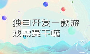 独自开发一款游戏需要干嘛