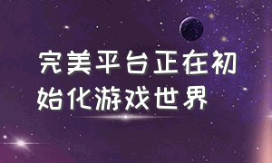 完美平台正在初始化游戏世界