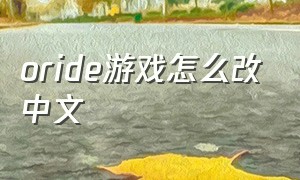 oride游戏怎么改中文（epic怎么把游戏都调成中文）