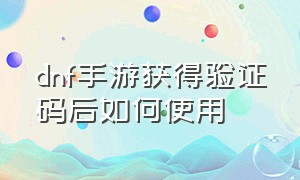 dnf手游获得验证码后如何使用（dnf手游不需激活码能入游戏吗）