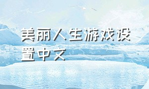 美丽人生游戏设置中文