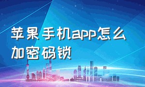 苹果手机app怎么加密码锁