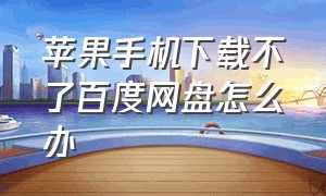 苹果手机下载不了百度网盘怎么办