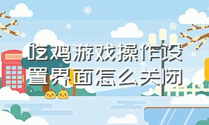 吃鸡游戏操作设置界面怎么关闭