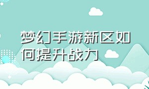 梦幻手游新区如何提升战力（梦幻手游新区排行榜怎么冲）