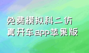 免费模拟科二仿真开车app苹果版