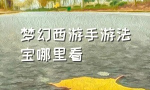 梦幻西游手游法宝哪里看（梦幻西游手游法宝价格表）