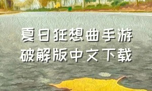 夏日狂想曲手游破解版中文下载