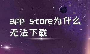 app store为什么无法下载