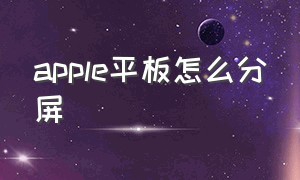 apple平板怎么分屏