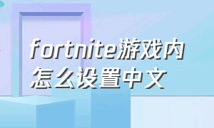 fortnite游戏内怎么设置中文（fortnite怎么设置手柄操作）