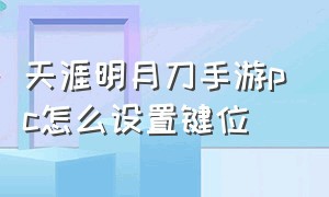 天涯明月刀手游pc怎么设置键位