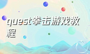 quest拳击游戏教程（拳击游戏内置作弊菜单）