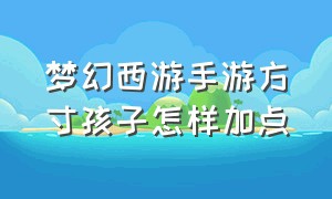 梦幻西游手游方寸孩子怎样加点