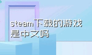 steam下载的游戏是中文吗（只有在steam下载的游戏才是正版吗）