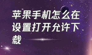 苹果手机怎么在设置打开允许下载