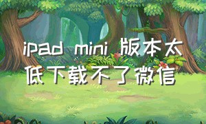 ipad mini 版本太低下载不了微信