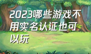 2023哪些游戏不用实名认证也可以玩（2024不需要认证实名的游戏）