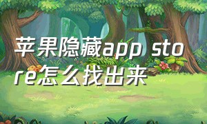 苹果隐藏app store怎么找出来（苹果的app store怎么隐藏）