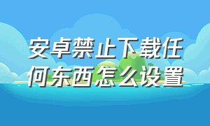 安卓禁止下载任何东西怎么设置