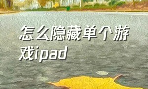 怎么隐藏单个游戏ipad（ipad怎么隐藏游戏还有能打开的）