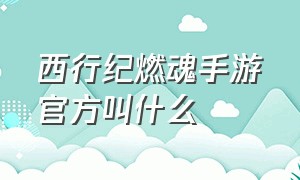 西行纪燃魂手游官方叫什么