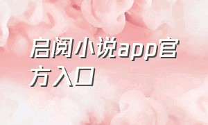 启阅小说app官方入口（启阅小说app官方入口网站）