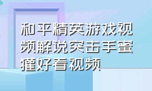 和平精英游戏视频解说突击手蜜獾好看视频