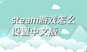 steam游戏怎么设置中文版（steam中文设置所有游戏）