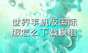 世界手机版国际服怎么下载模组