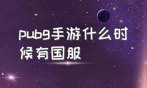 pubg手游什么时候有国服