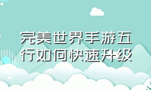 完美世界手游五行如何快速升级