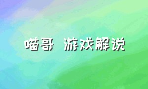 喵哥 游戏解说（喵哥游戏解说采访导演）