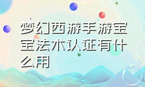 梦幻西游手游宝宝法术认证有什么用（梦幻西游手游宝宝技能认证怎么弄）