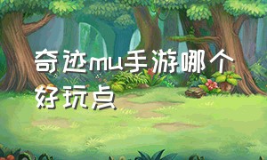 奇迹mu手游哪个好玩点（奇迹mu手游无限钻石）