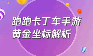 跑跑卡丁车手游黄金坐标解析