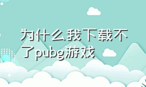 为什么我下载不了pubg游戏