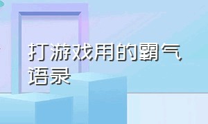 打游戏用的霸气语录