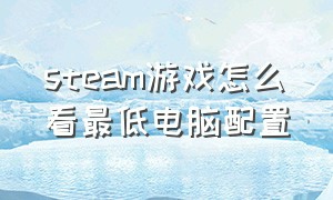 steam游戏怎么看最低电脑配置（steam电脑配置怎么看能否带动游戏）