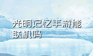 光明记忆手游能联机吗