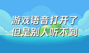 游戏语音打开了但是别人听不到