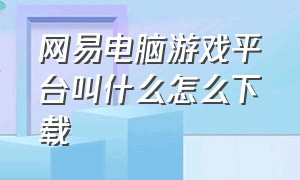 网易电脑游戏平台叫什么怎么下载（网易游戏平台电脑怎么下）