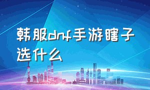 韩服dnf手游瞎子选什么（韩服dnf手游官网下载）