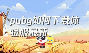 pubg如何下载体验服最新（pubg体验服下载教程）