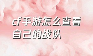 cf手游怎么查看自己的战队