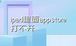 ipad里面appstore打不开（ipad的appstore找不到了怎么办）