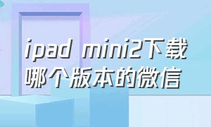 ipad mini2下载哪个版本的微信