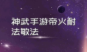 神武手游帝火耐法敏法