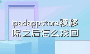 ipadappstore被移除之后怎么找回